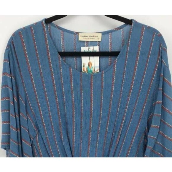 Cookies Clothing Top Small Blue Stripe Women New - Picture 2 of 9